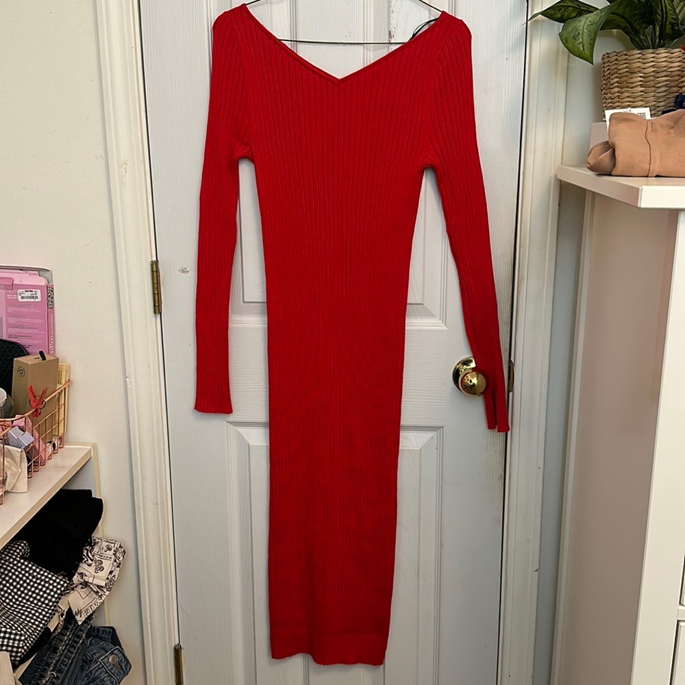 H&M red midi dress